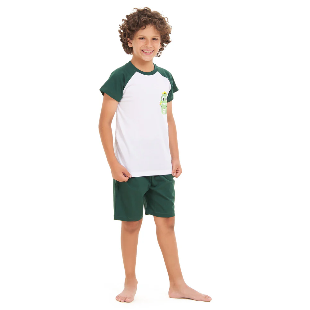 Boys summer pajama set baby dinosaur t-shirt +Green shorts