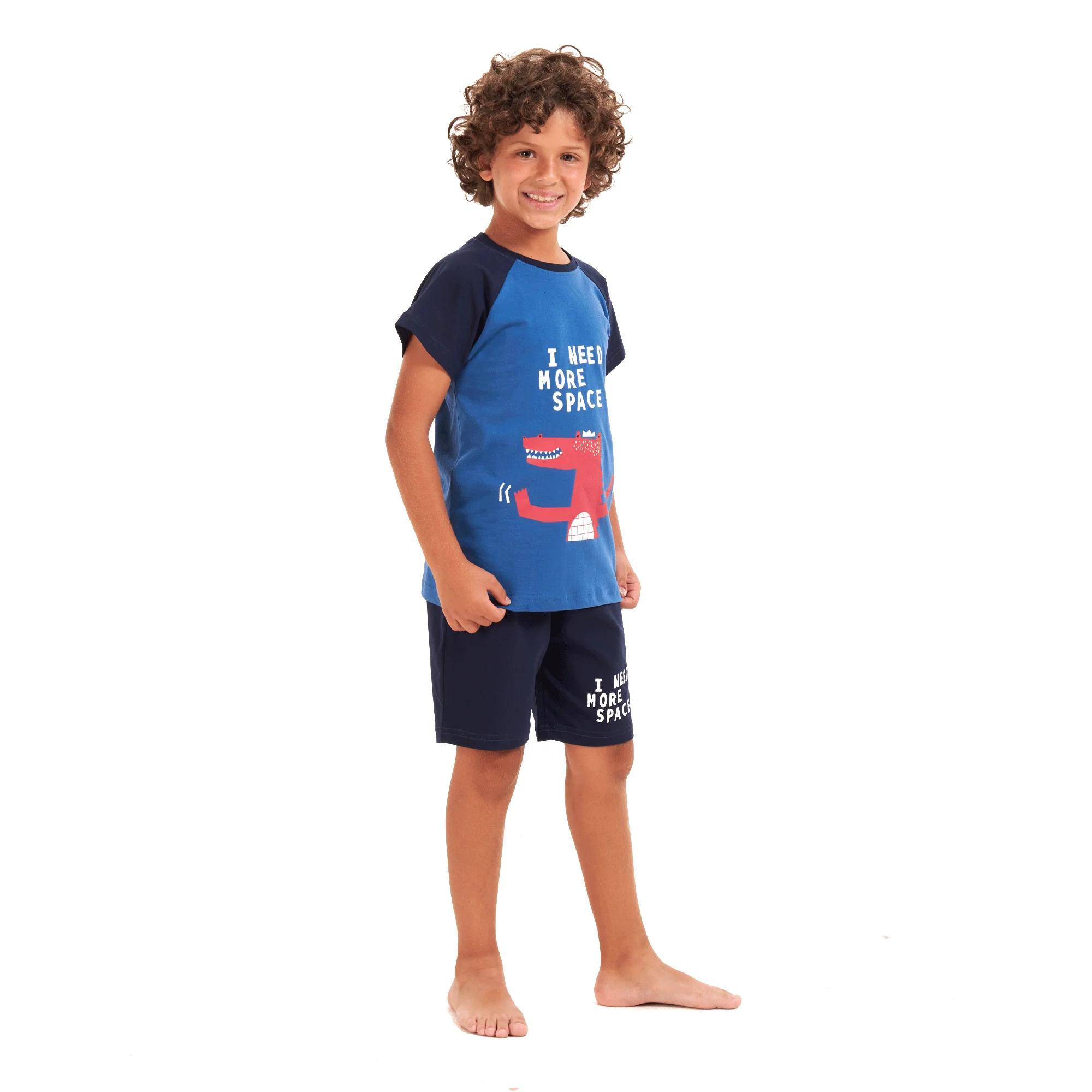 Boys summer pajama set Crocodile t-shirt +Dark blue shorts