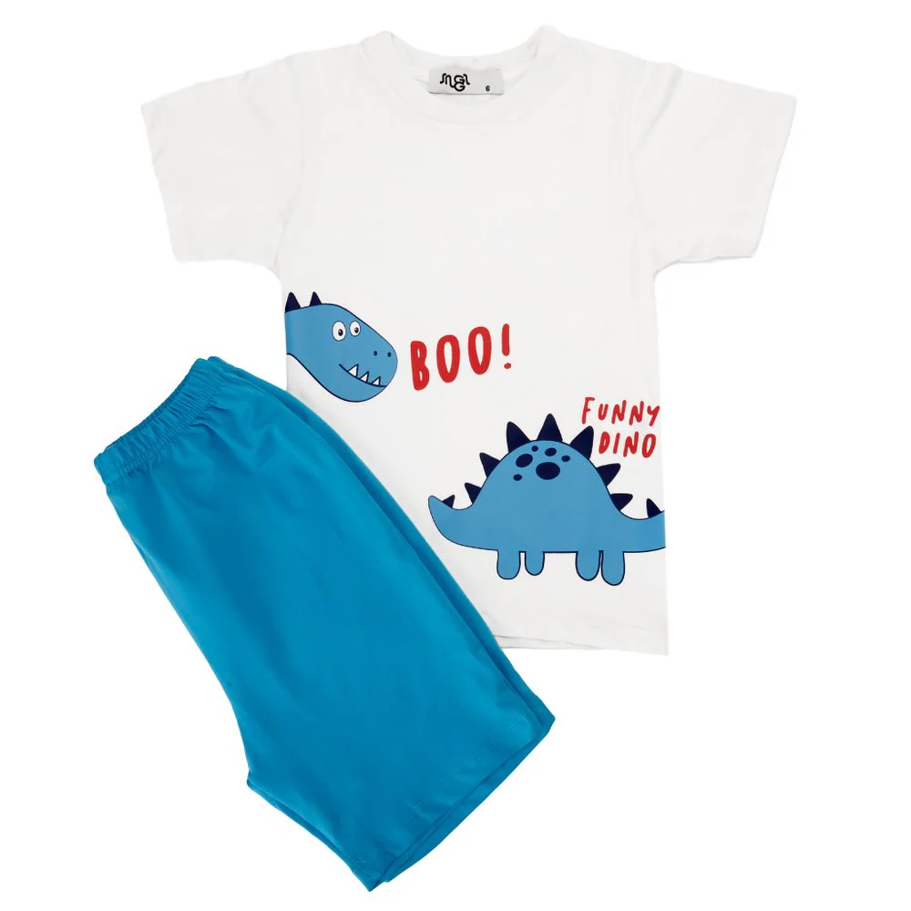 Boys summer pajama set Dinasour t-shirt + Blue shorts