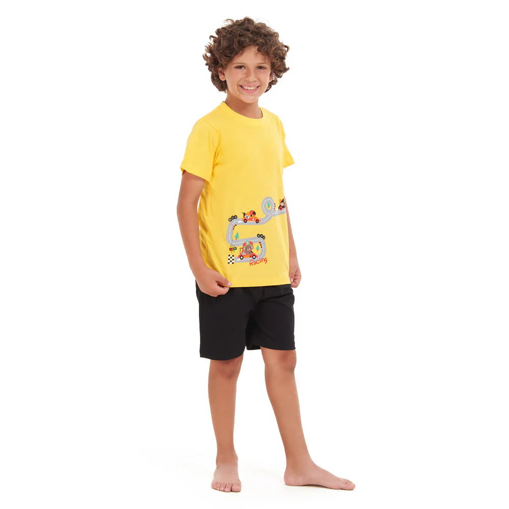 Boys summer pajama set Formula Bears t-shirt +Black shorts