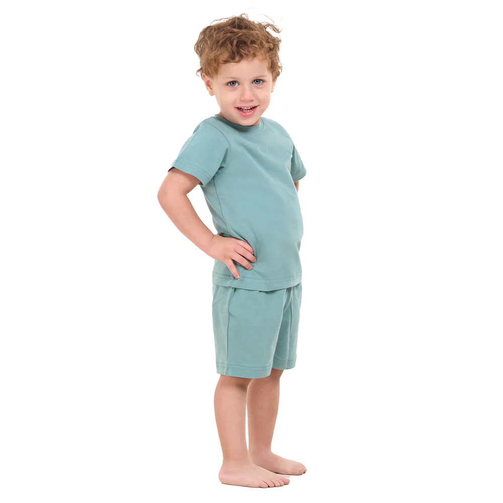 Boys summer pajama set Stone Blue t-shirt + shorts - Image 4
