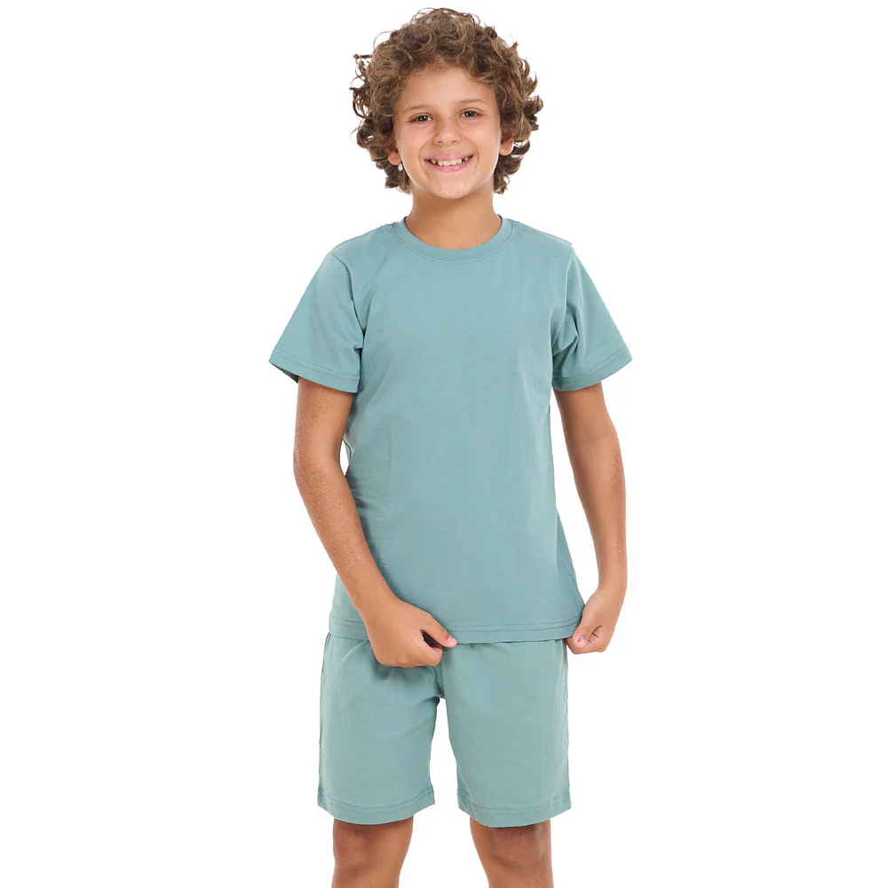 Boys summer pajama set Stone Blue t-shirt + shorts - Image 5