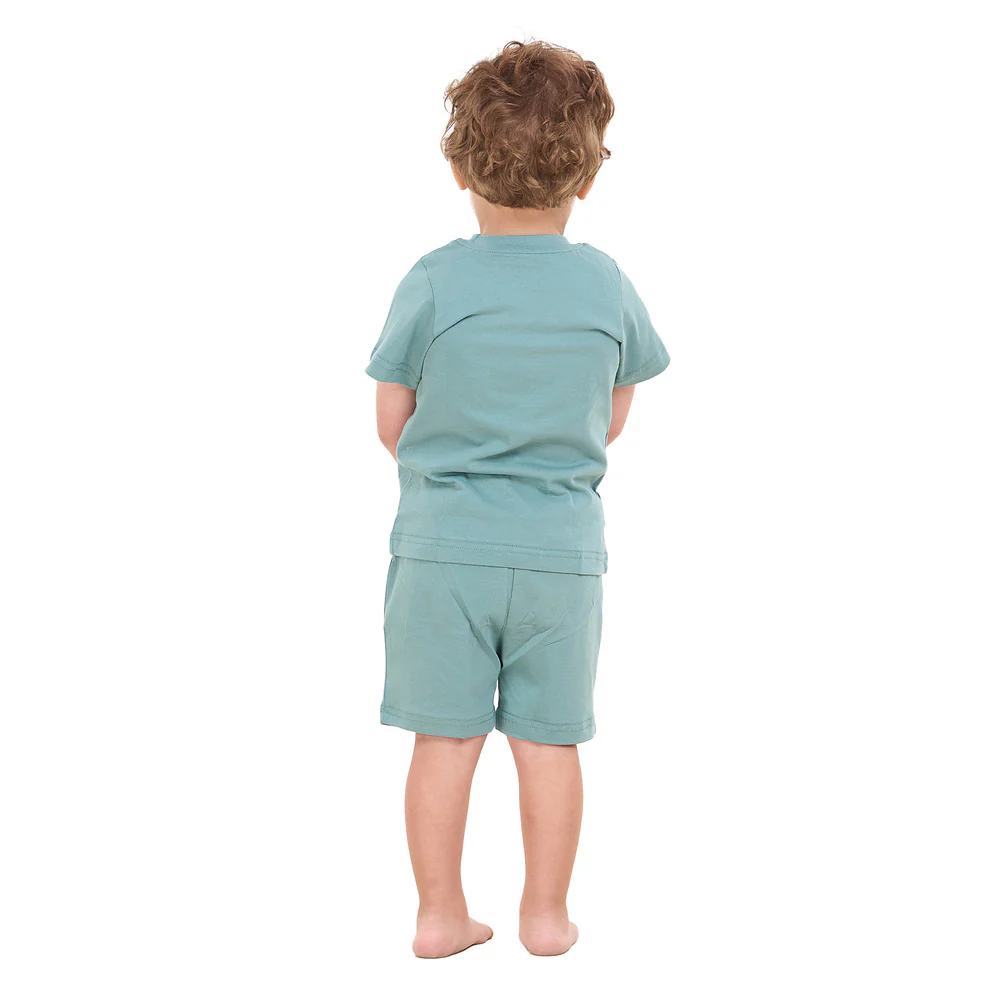Boys summer pajama set Stone Blue t-shirt + shorts - Image 6