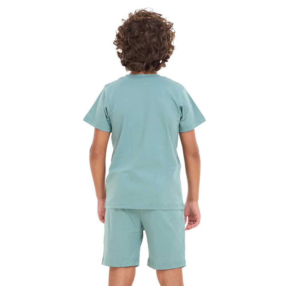 Boys summer pajama set Stone Blue t-shirt + shorts - Image 7