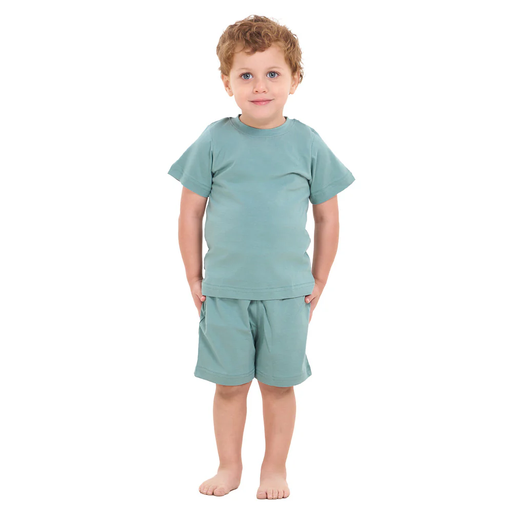 Boys summer pajama set Stone Blue t-shirt + shorts - Image 8