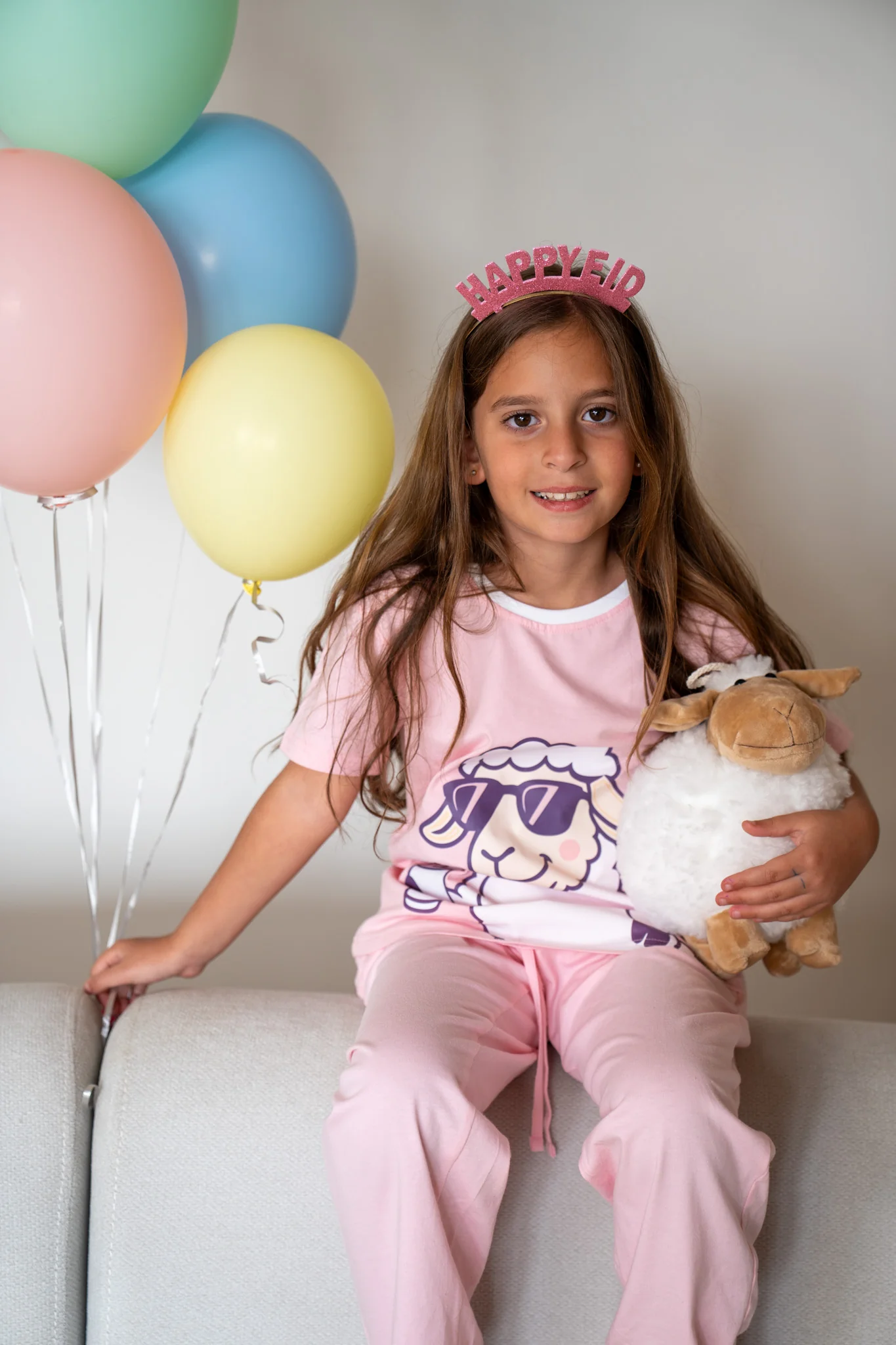Girls Sheep PJ Set Rose T-Shirt + Pants - Image 4