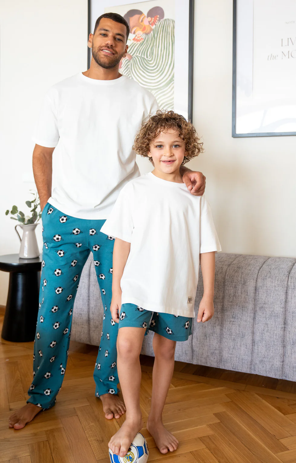 Men summer pajama set Off White T-shirt + Football Pants - Image 2