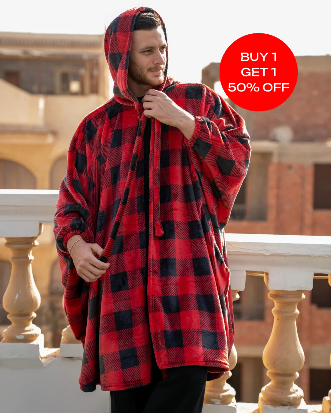 Snuggs The Cloak Blanket Red Checkered
