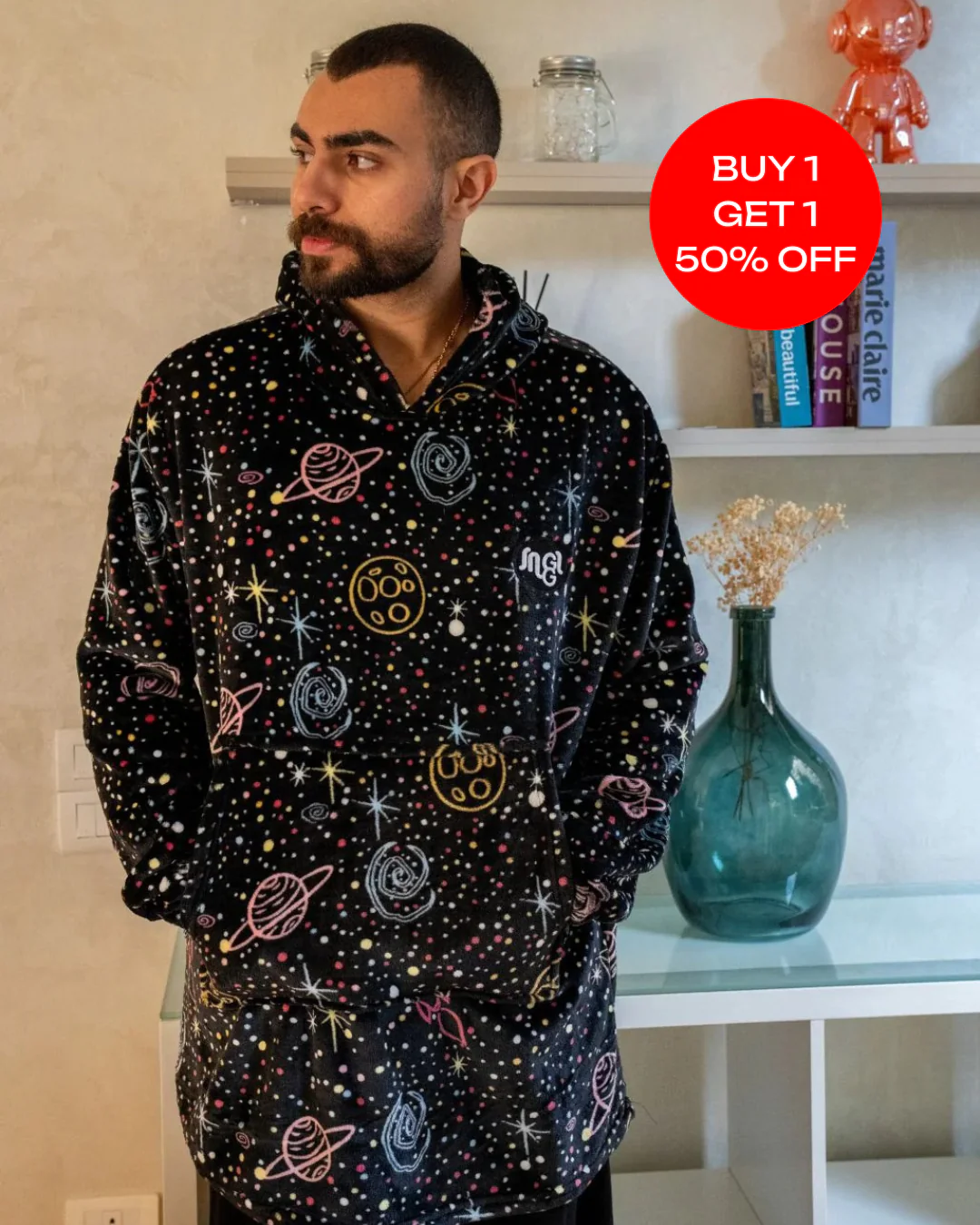 Snuggs Blanket Hoodie Black Space