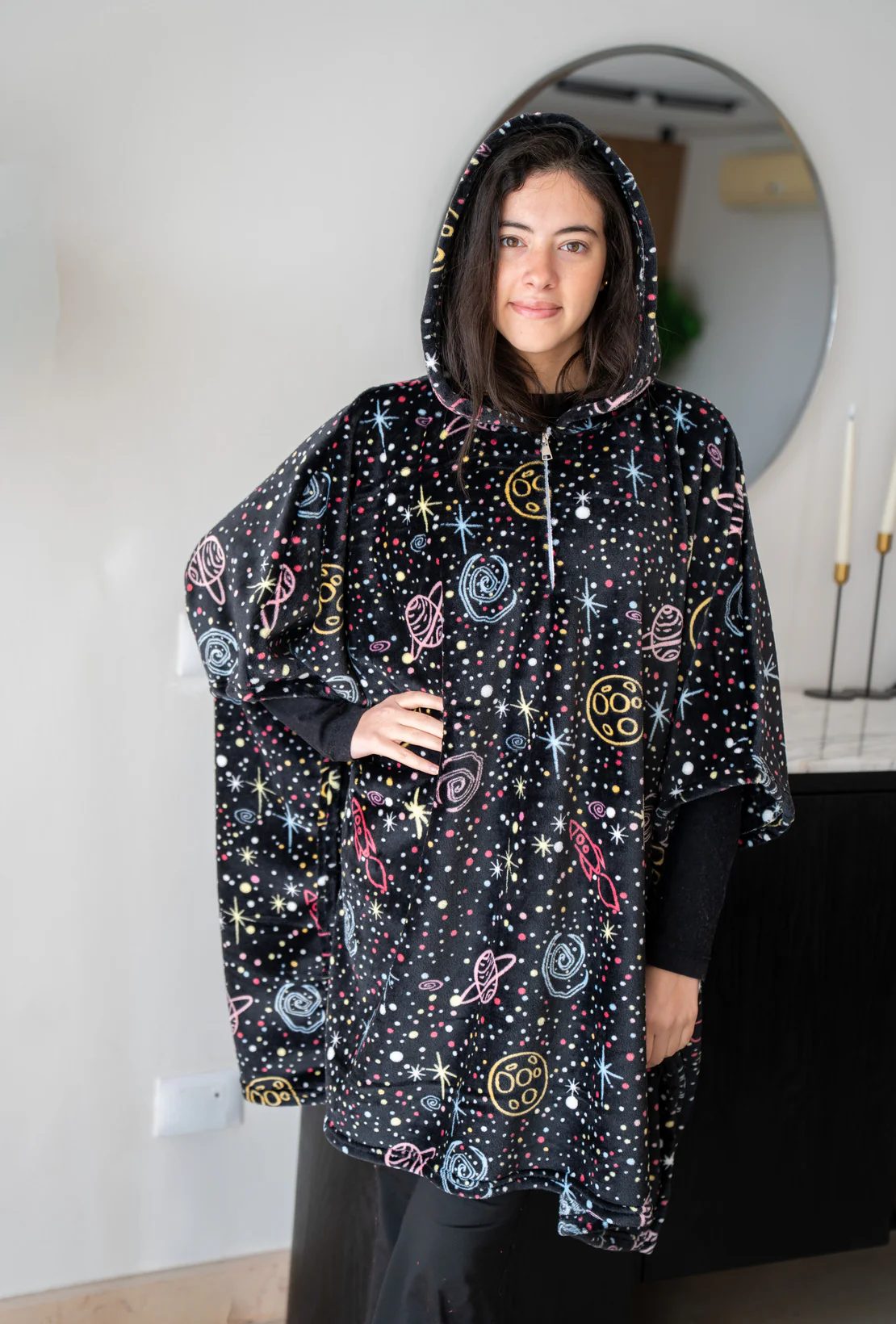Snuggs Blanket Poncho Black Space