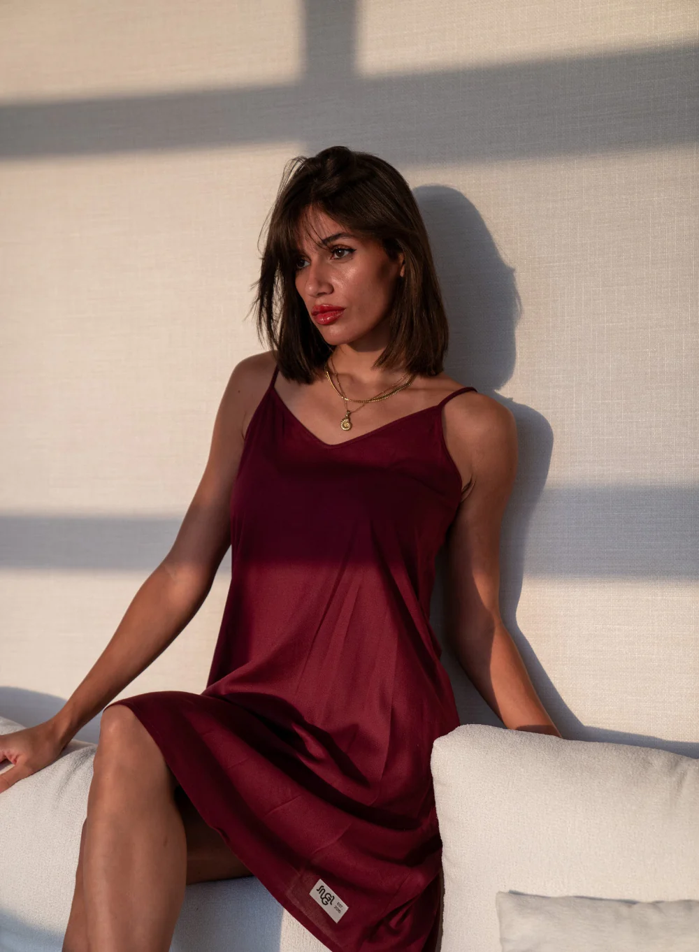 Women summer pajama Burgundy night shirt - Image 5