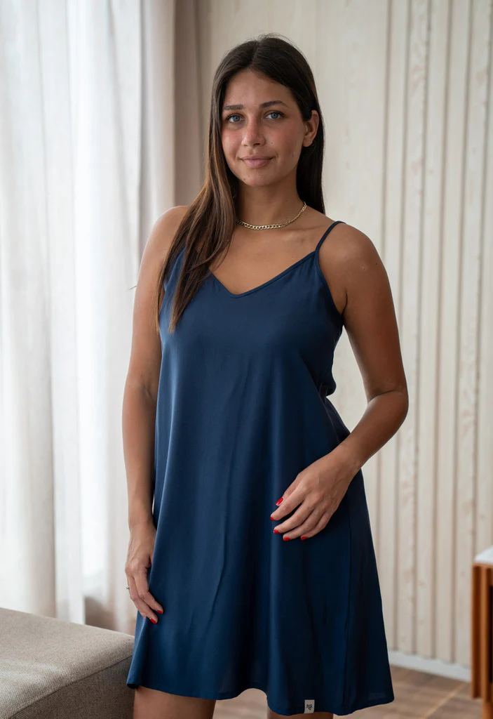 Women summer pajama Dark blue night shirt