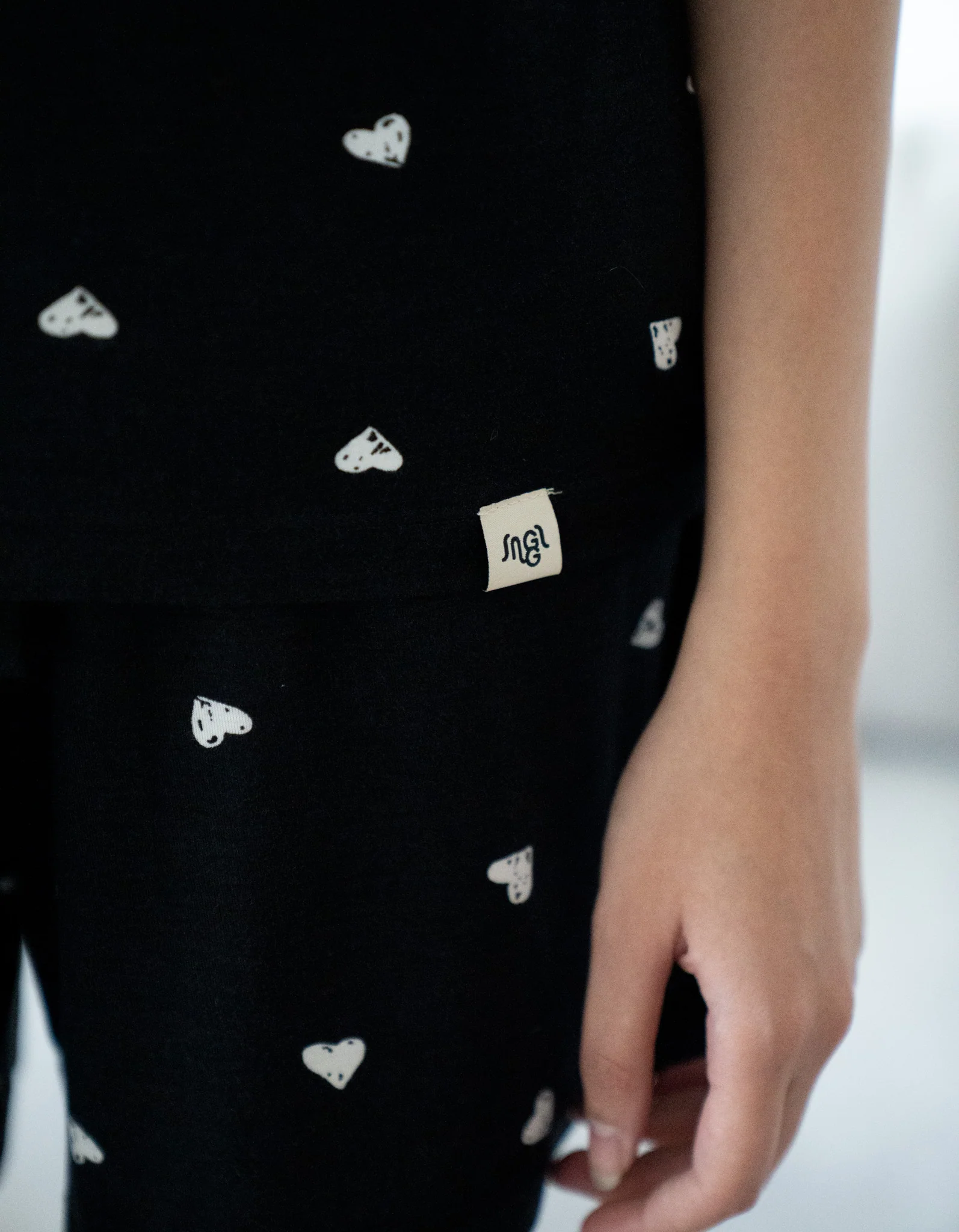 Women Summer Pajama set Black Hearts T-shirt + Shorts - Image 2