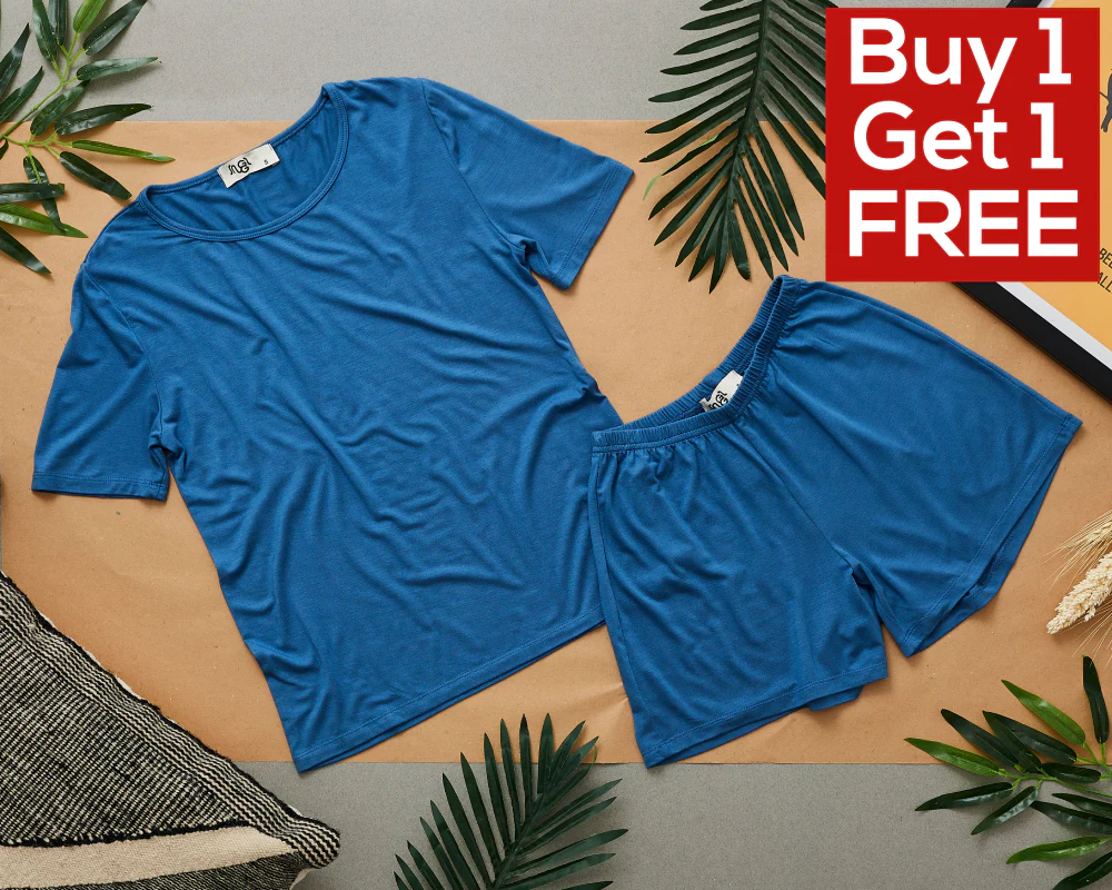 Women summer pajama set Petroleum shirt + shorts