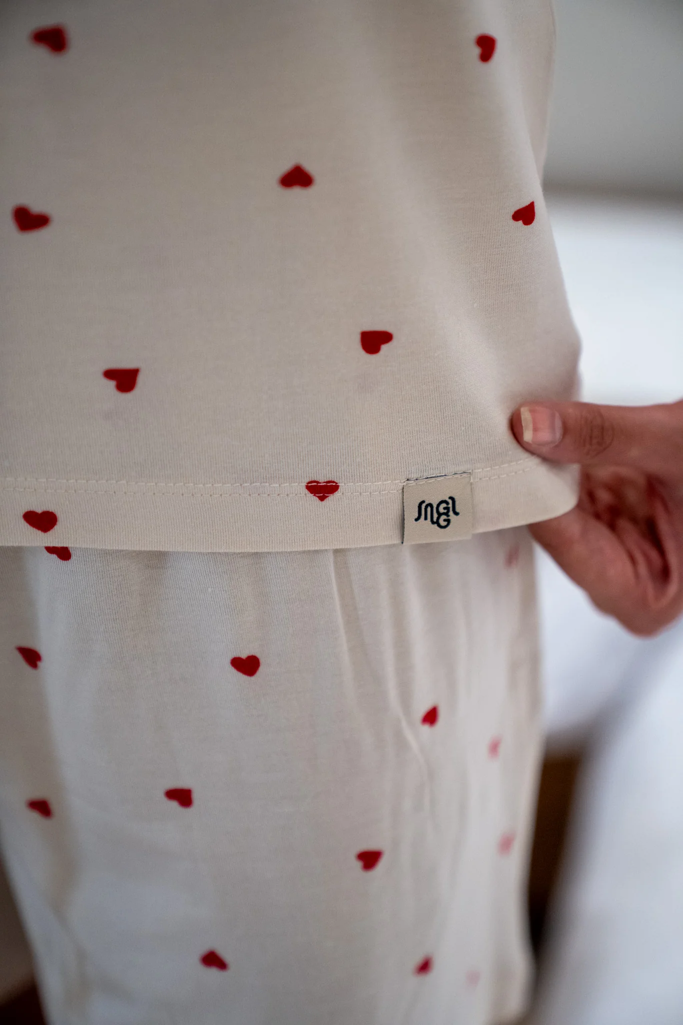 Women Summer Pajama set Red Hearts T-shirt + Shorts - Image 2