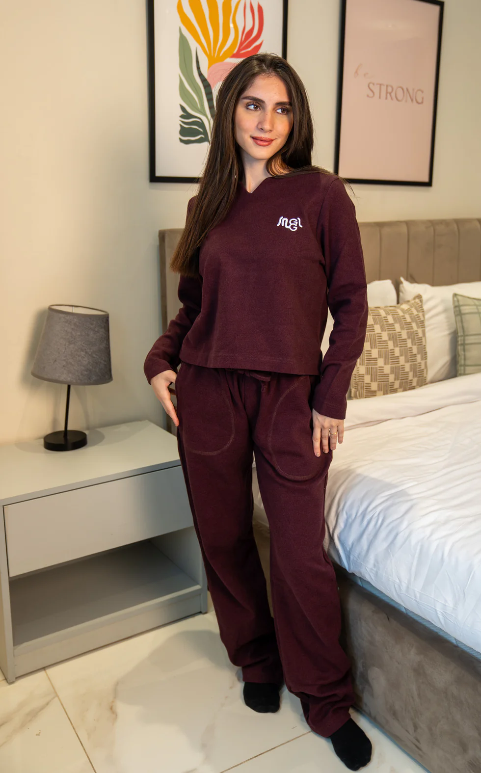 Women Winter Pajama Set Grape Sweatshirt + Pants