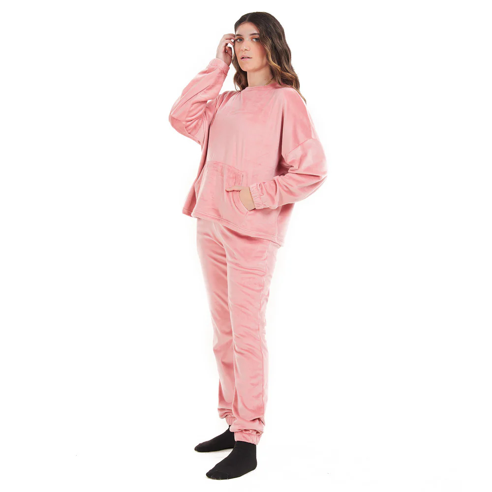 Women Winter Pajama Set Cashmere Sweatshirt + Pants